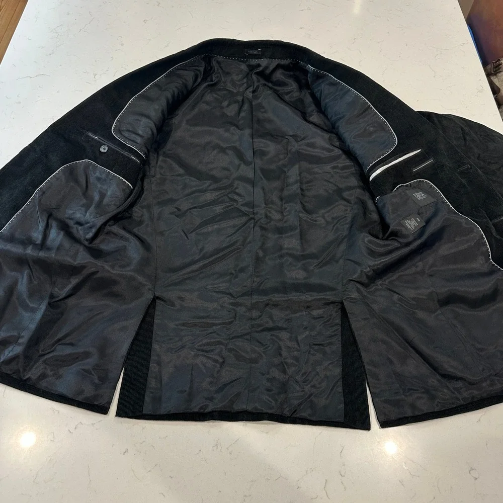 Express Design Studio Mens Black Corduroy Blazer 2 Button Sport Coat 38R